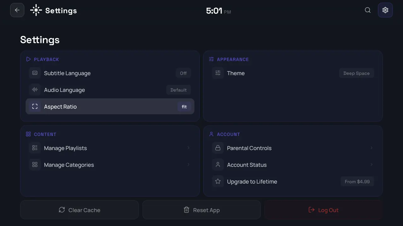 Catch-Up & Settings